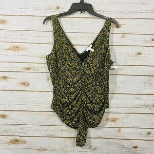 Leith One piece Bodysuit Size 2X Multicolor Floral V-neck Top